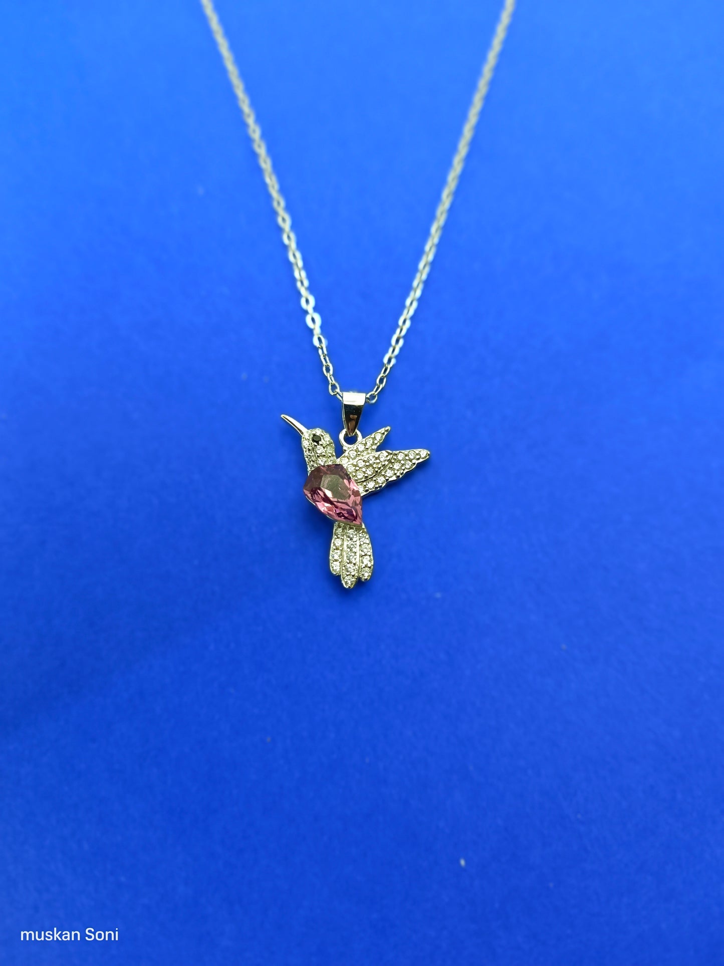 92.5 Silver Hummingbird Pendant with Purple Stone
